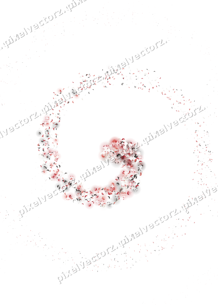 Seamless glitter spiral of crescents on a transparent background