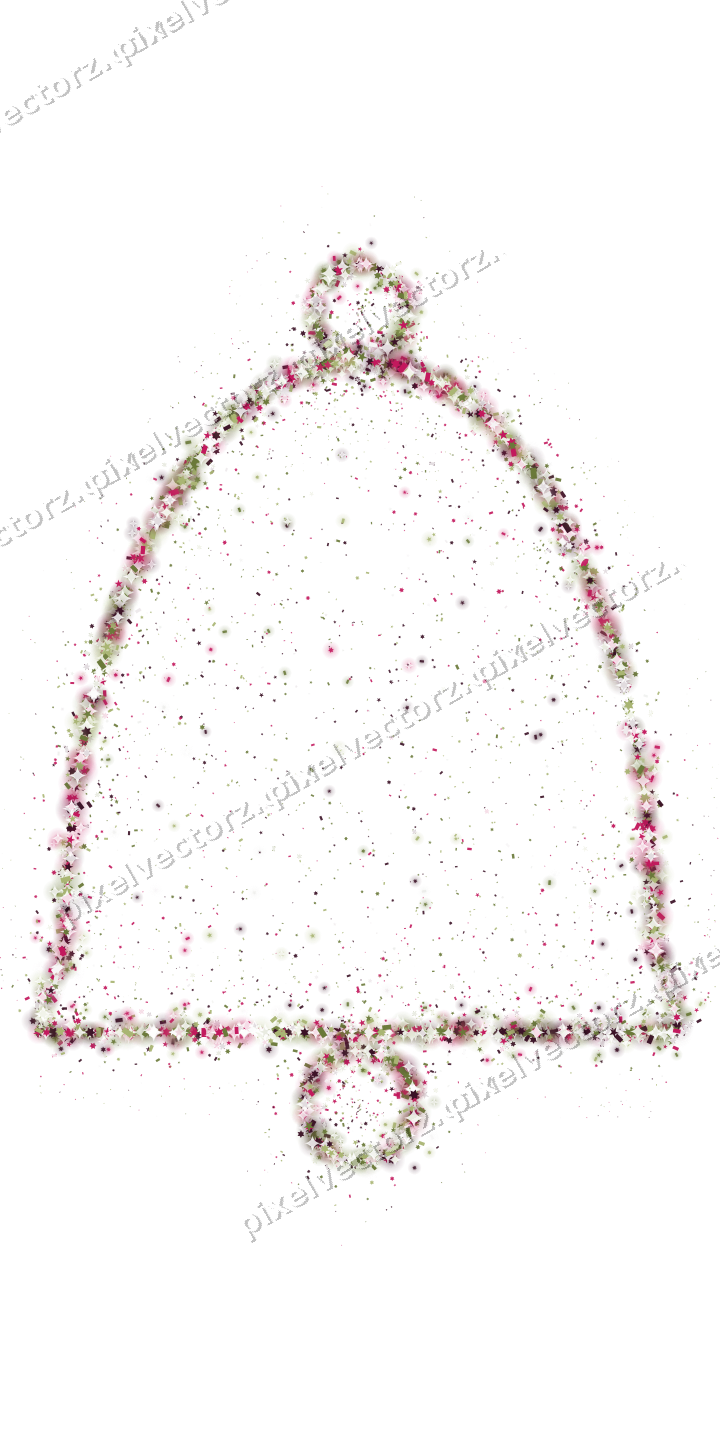 Seamless glitter bell in lime and pink on a transparent background