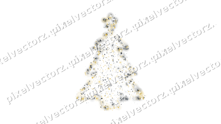 Seamless glitter christmas tree in amber on a transparent background