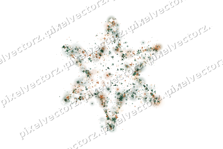 Seamless glitter star of stars and flowers on a transparent background