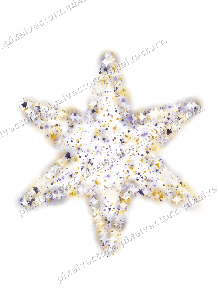 Seamless glitter star of bells in amber on a transparent background