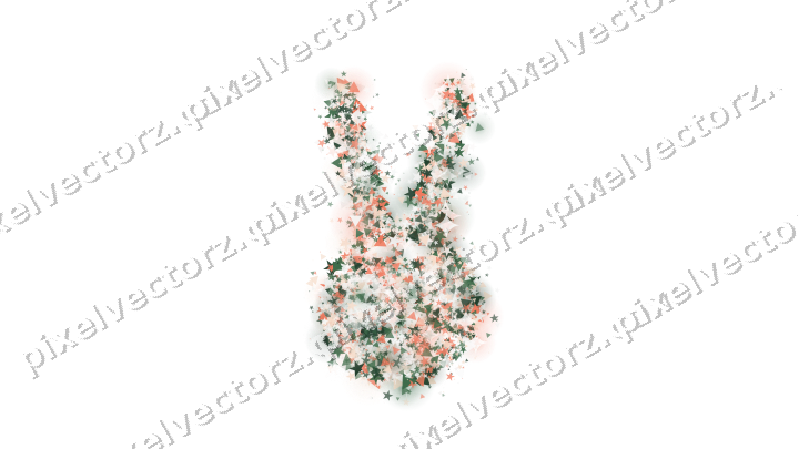 Seamless glitter easter bunny on a transparent background