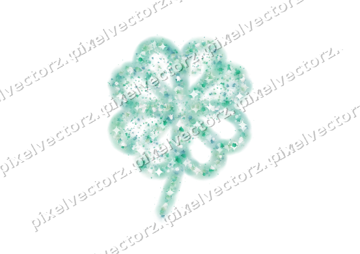 Seamless glitter clover leaf in green on a transparent background