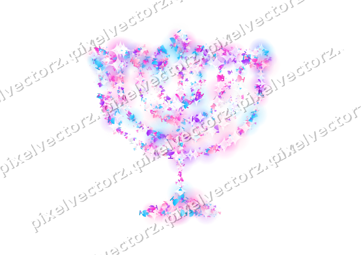 Seamless glitter menorah in magenta on a transparent background