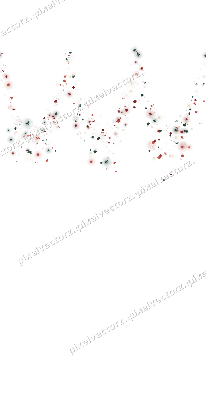 Seamless glitter garland in dark red on a transparent background