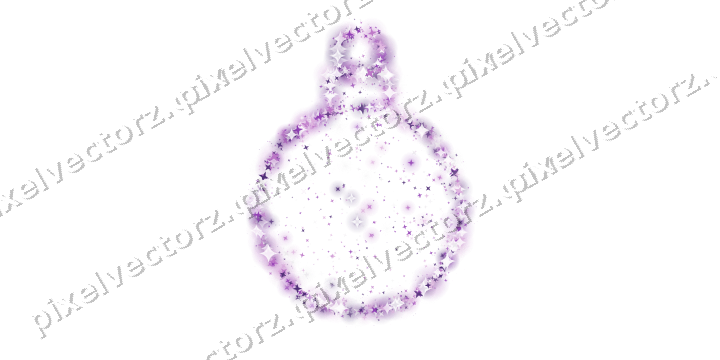 Seamless glitter bauble of stars in purple on a transparent background