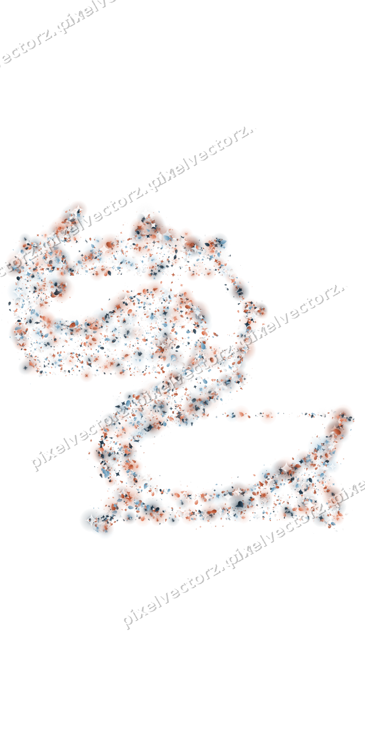 Seamless glitter dragon in orange and cyan on a transparent background