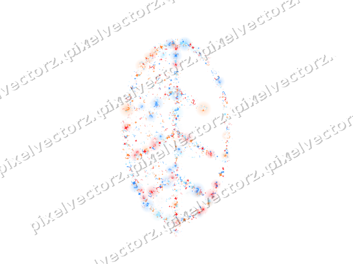 Seamless glitter leaf in blue and red on a transparent background