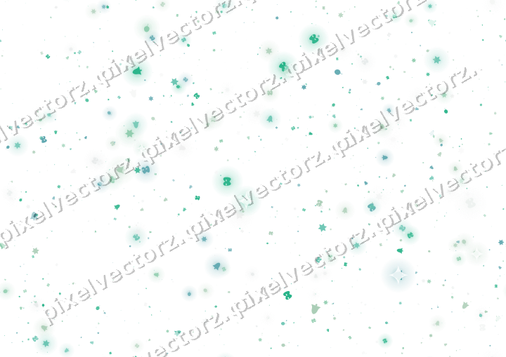 Seamless glitter scatter in green and teal on a transparent background