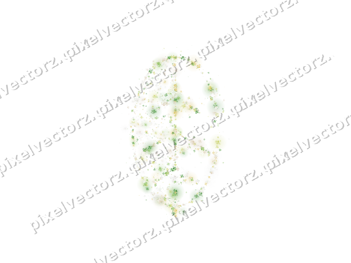 Seamless glitter leaf of shamrocks in lime on a transparent background