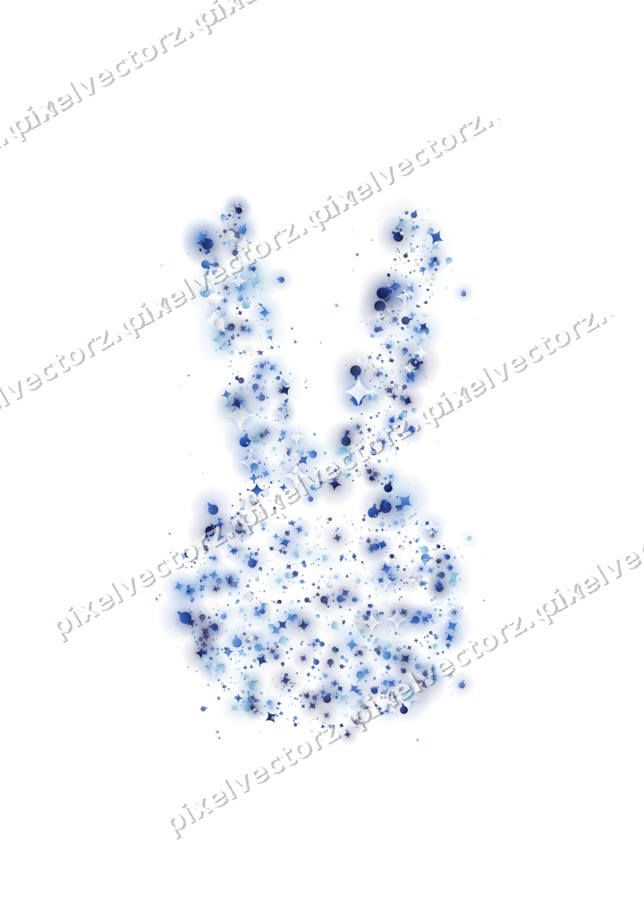 Seamless glitter easter bunny in blue on a transparent background