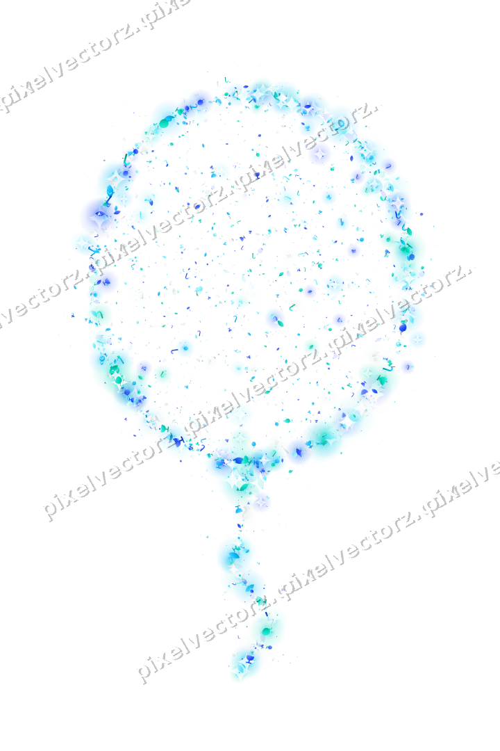Seamless glitter balloon in cyan and teal on a transparent background