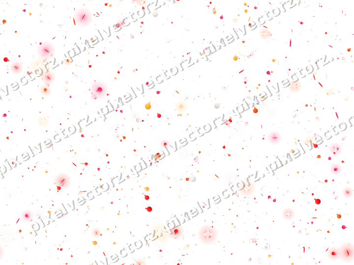 Seamless glitter scatter in red and orange on a transparent background