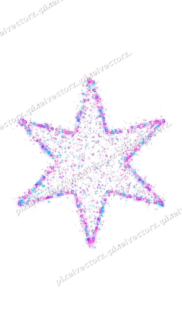 Seamless glitter star of rings in magenta on a transparent background
