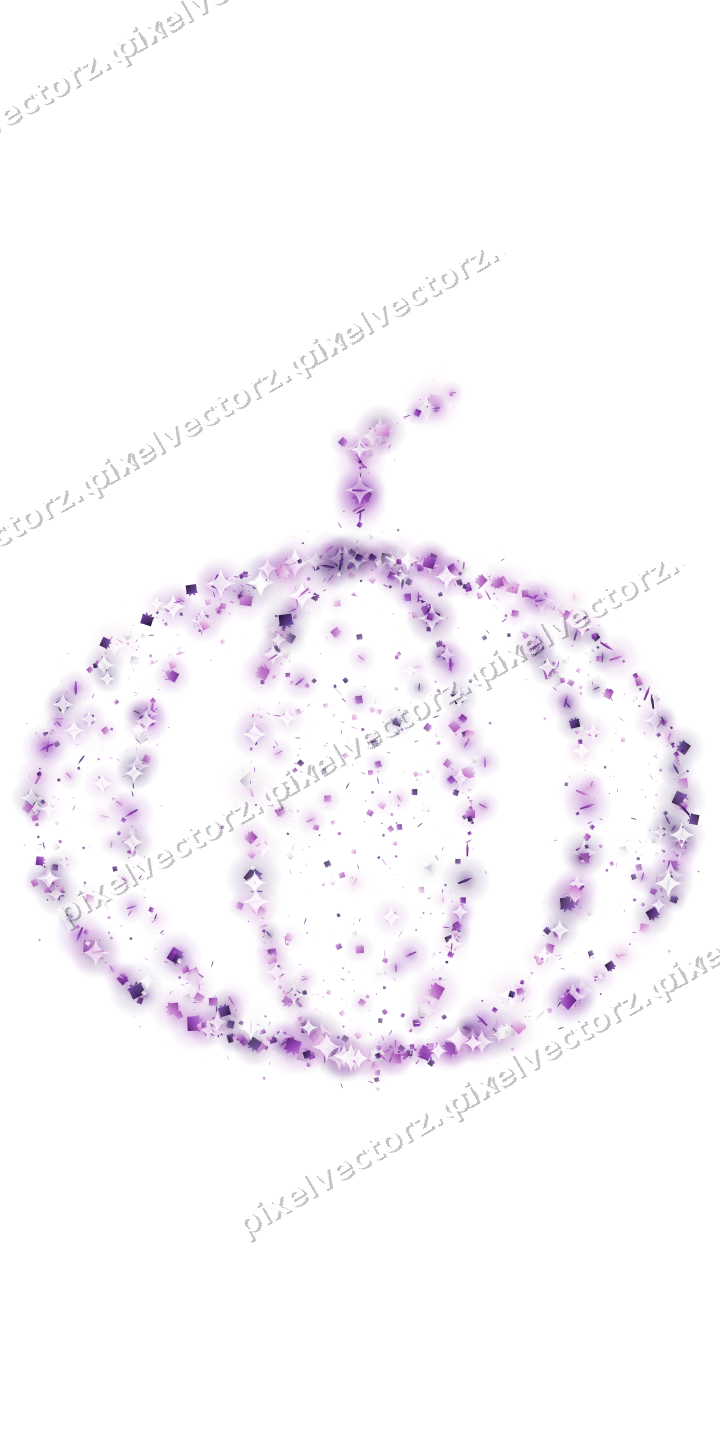 Seamless glitter pumpkin in purple on a transparent background