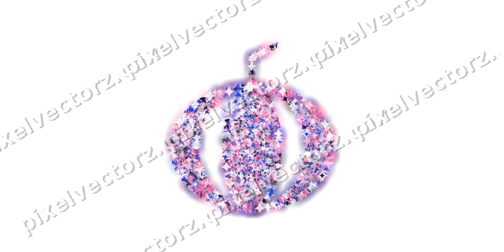 Seamless glitter pumpkin in pink and blue on a transparent background