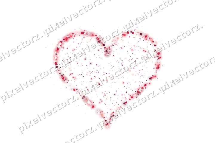 Seamless glitter heart in pink and red on a transparent background