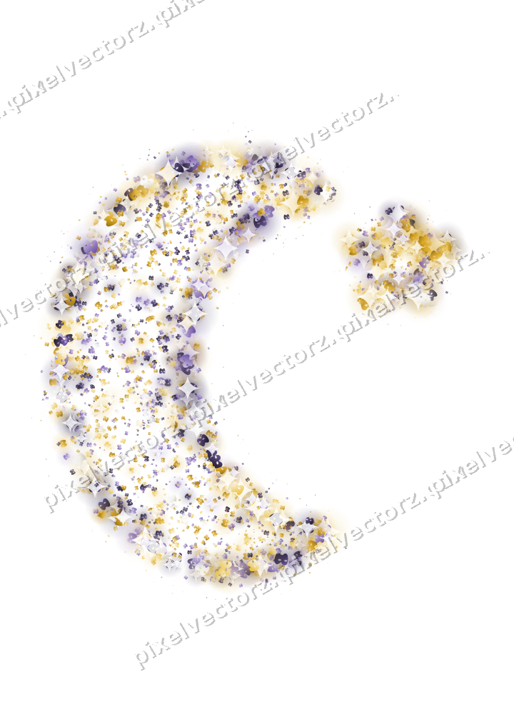 Seamless glitter crescent moon of masks on a transparent background