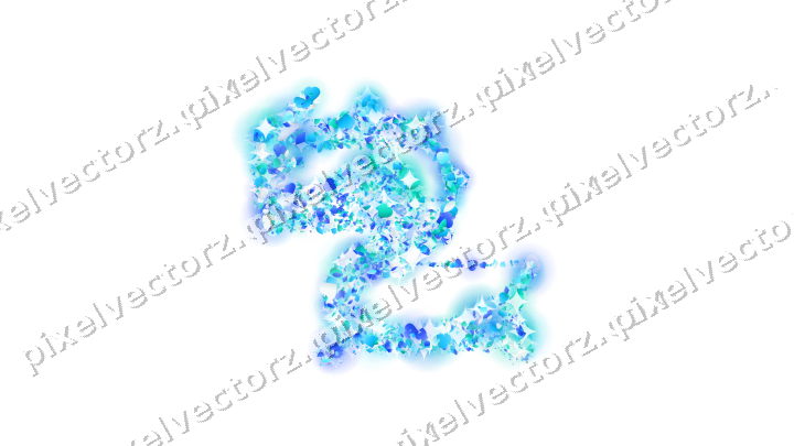 Seamless glitter dragon in cyan and teal on a transparent background