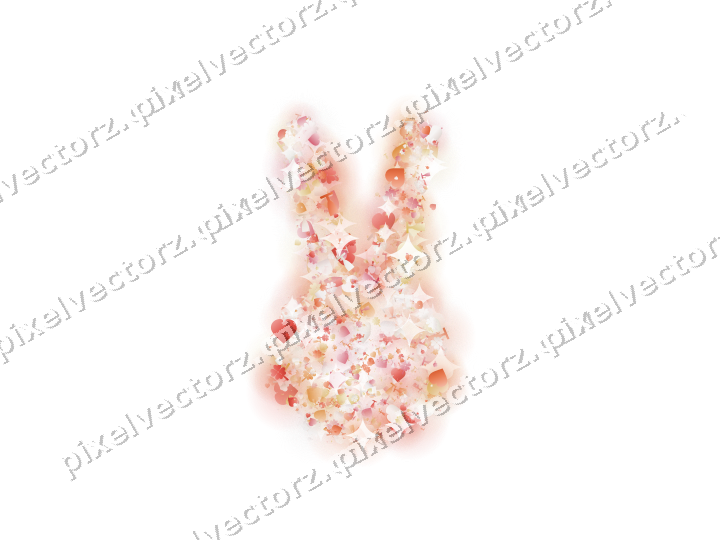 Seamless glitter easter bunny in red on a transparent background