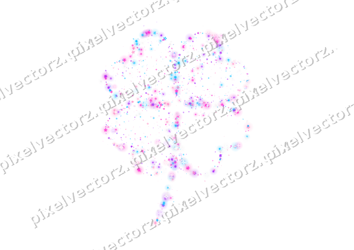 Seamless glitter four leaf clover on a transparent background