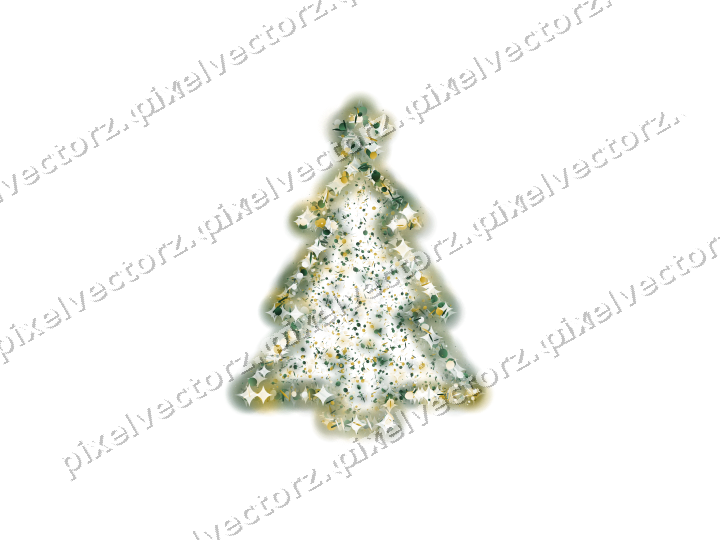 Seamless glitter christmas tree on a transparent background
