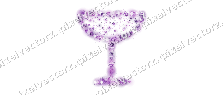 Seamless glitter champagne coupe in purple on a transparent background