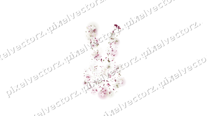 Seamless glitter easter bunny of leaves on a transparent background