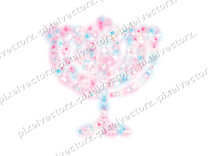 Seamless glitter menorah in pink and cyan on a transparent background