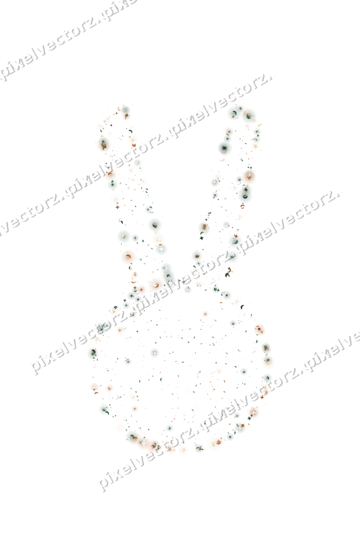 Seamless glitter easter bunny on a transparent background