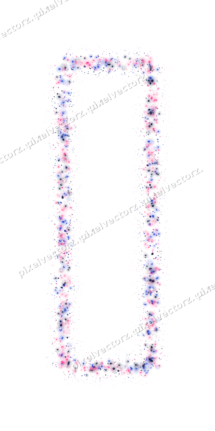 Seamless glitter frame of stars and eggs on a transparent background