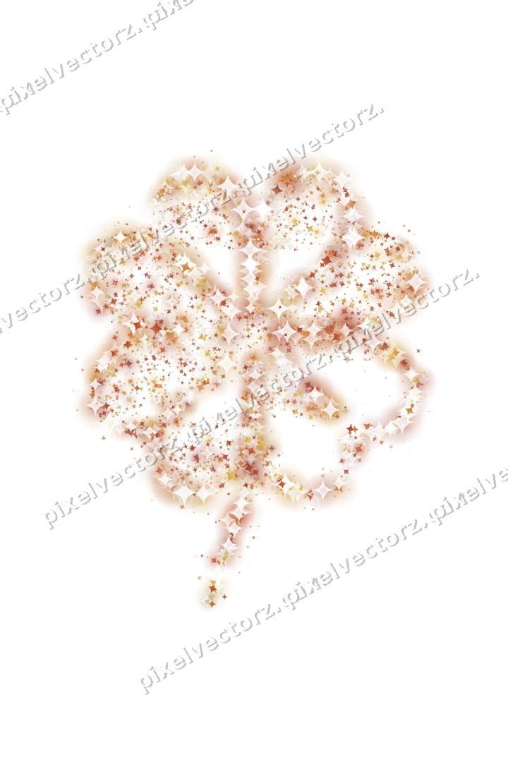 Seamless glitter clover leaf of sparkles on a transparent background