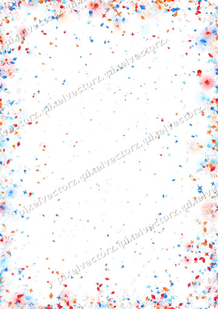 Seamless glitter vignette in blue and red on a transparent background
