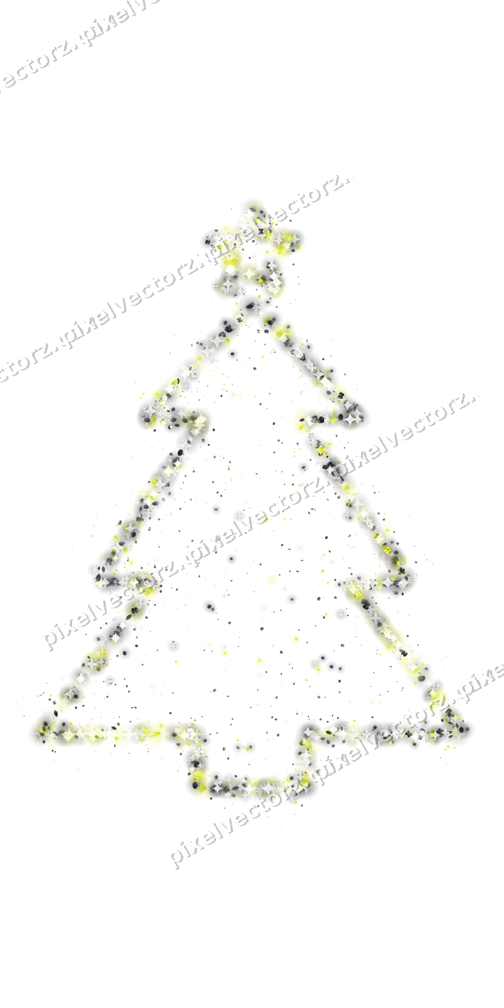Seamless glitter christmas tree in yellow on a transparent background