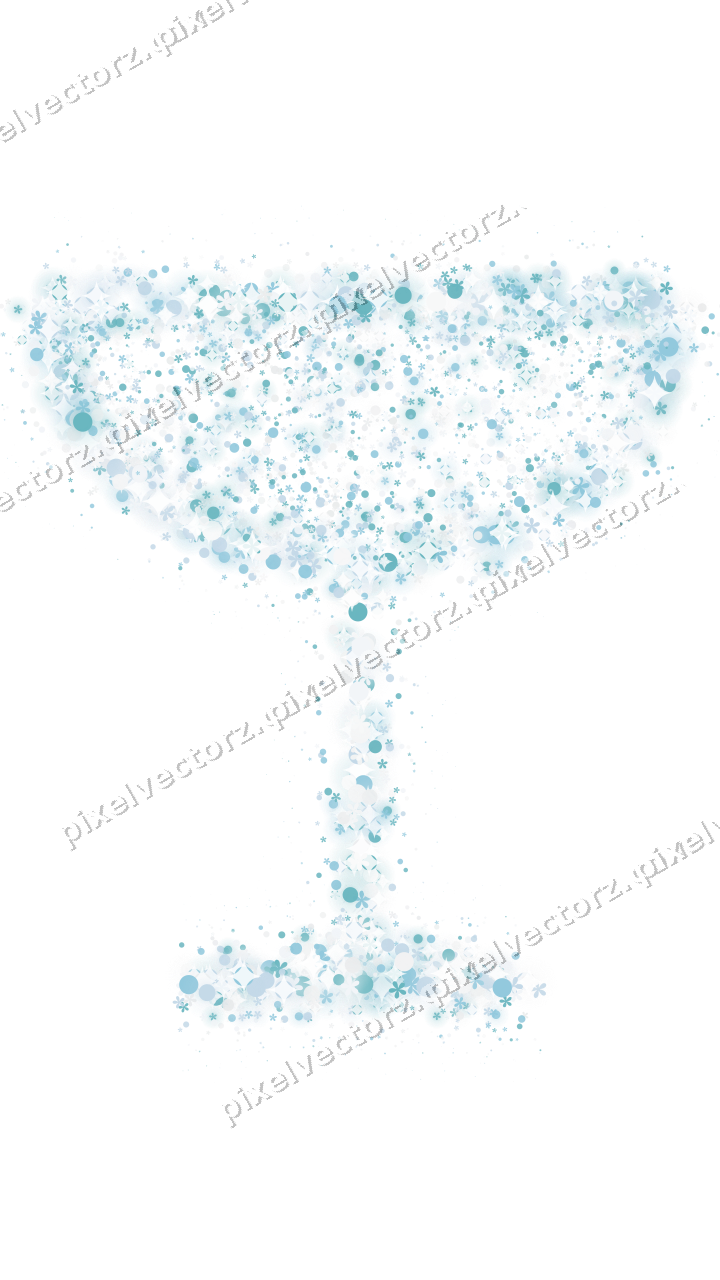 Seamless glitter champagne coupe in cyan on a transparent background