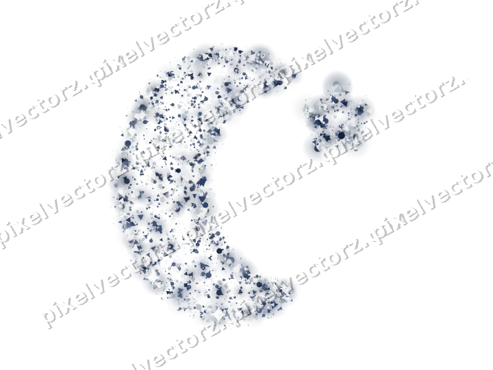 Seamless glitter crescent moon on a transparent background