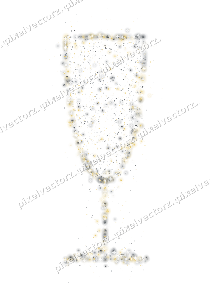 Seamless glitter champagne flute in amber on a transparent background