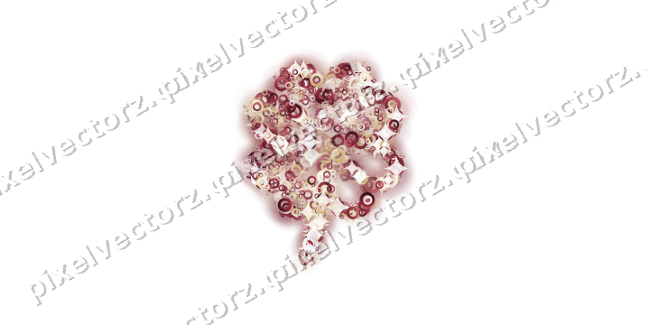 Seamless glitter clover leaf of rings on a transparent background