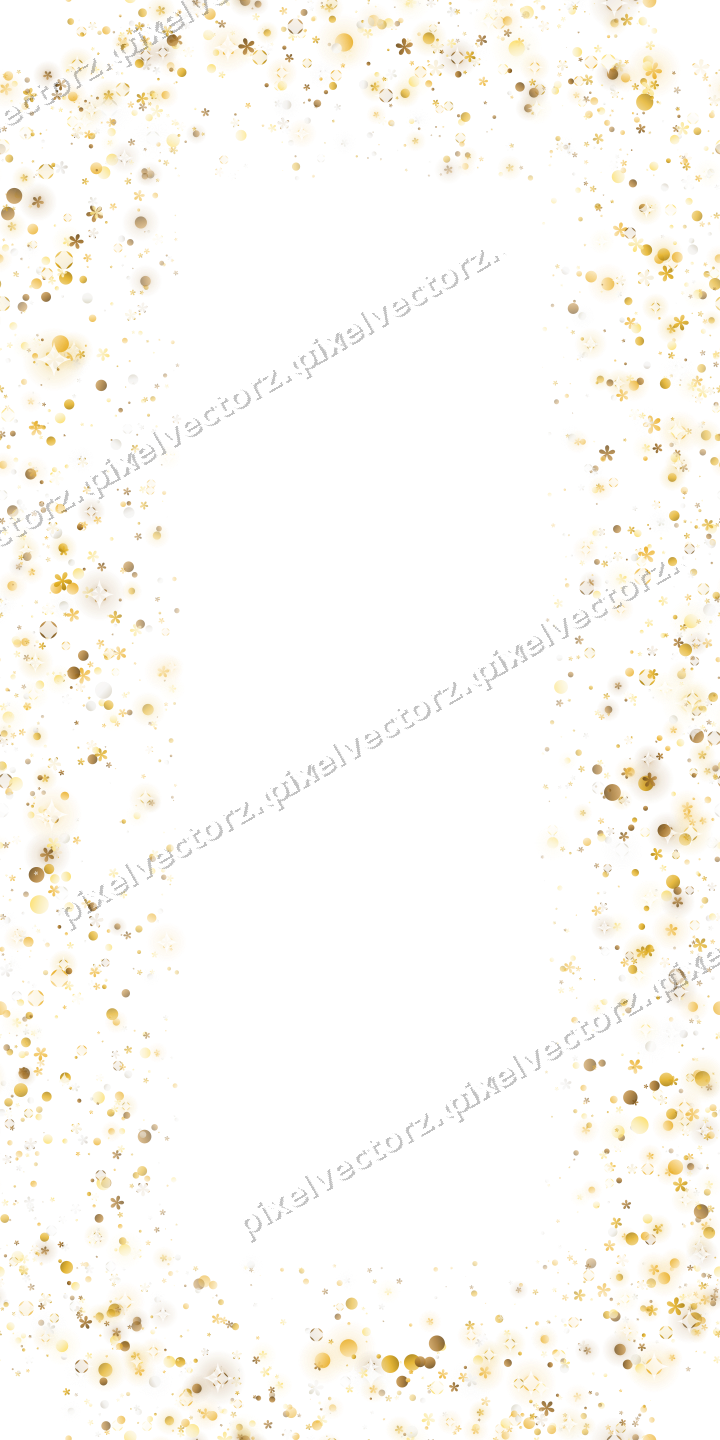 Nahtloser Glitzerrahmen aus Blüten und Punkten auf transparentem Grund
