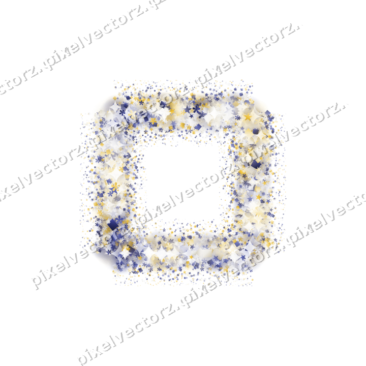 Seamless glitter frame in dark blue on a transparent background