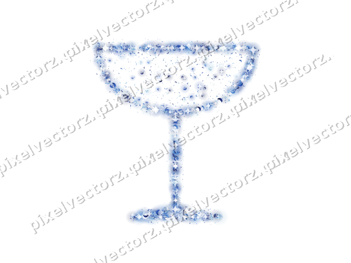 Seamless glitter champagne coupe in blue on a transparent background
