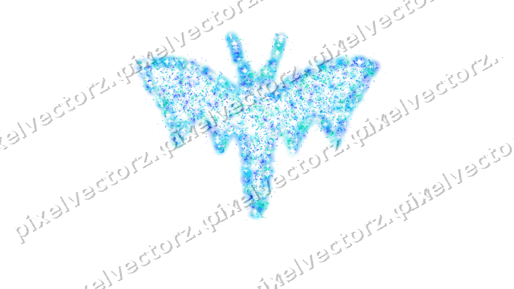 Seamless glitter bat of crescents in cyan on a transparent background