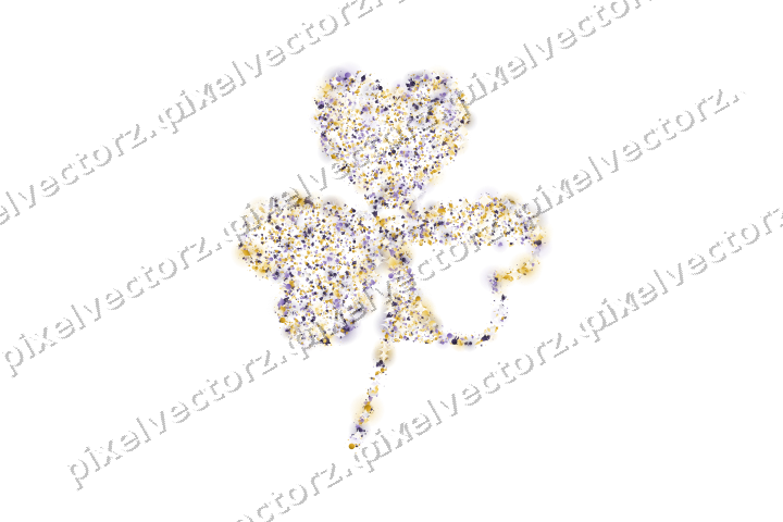 Seamless glitter shamrock in amber on a transparent background