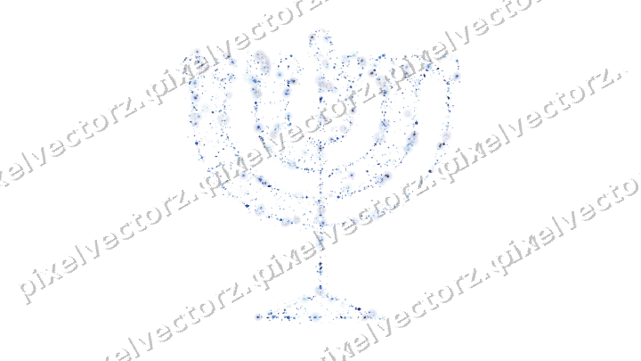 Seamless glitter menorah in blue and cyan on a transparent background