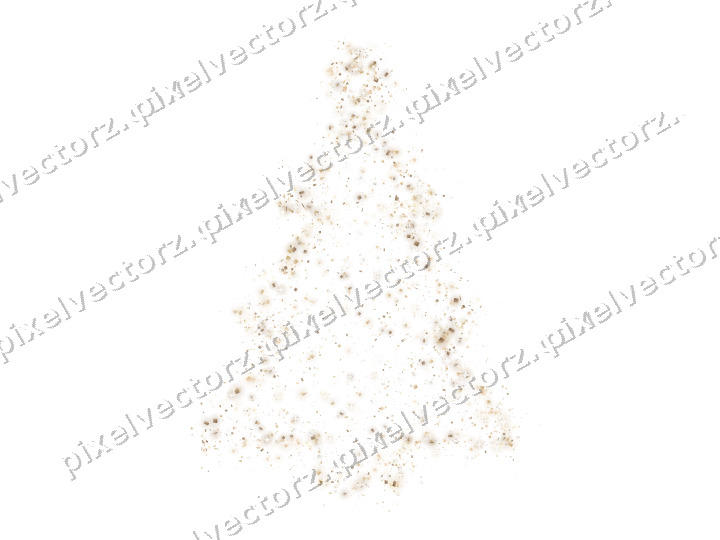 Seamless glitter christmas tree in amber on a transparent background