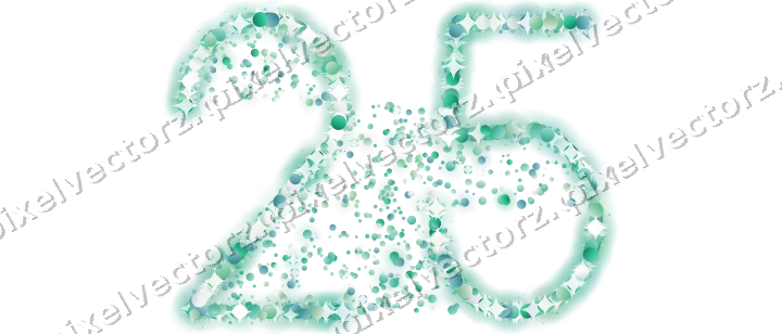 Seamless glitter number 25 of dots on a transparent background