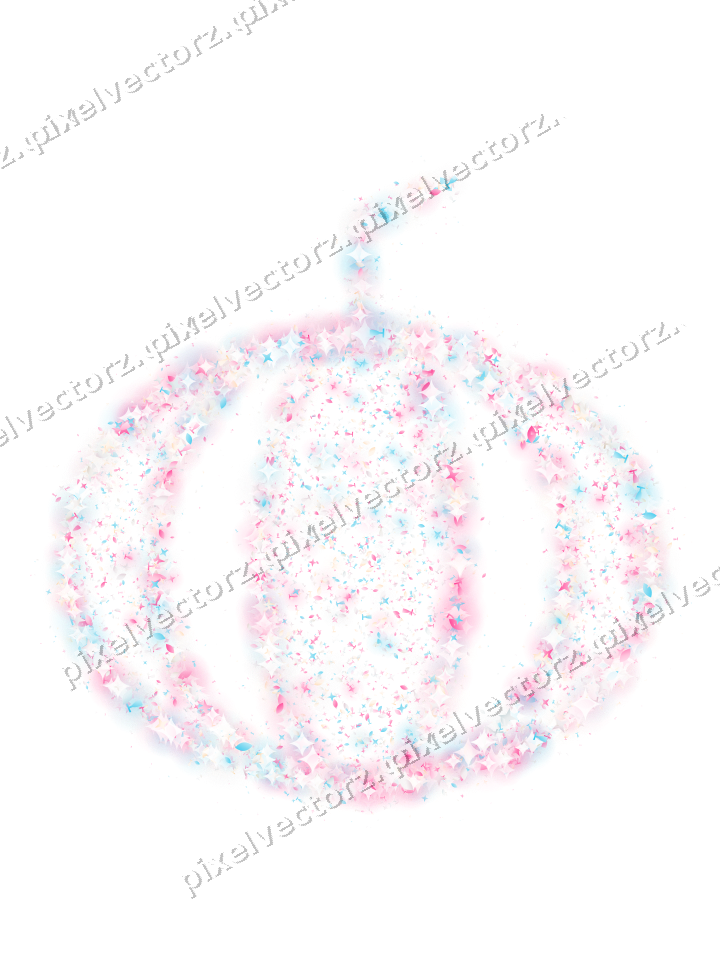 Seamless glitter pumpkin in pink and cyan on a transparent background