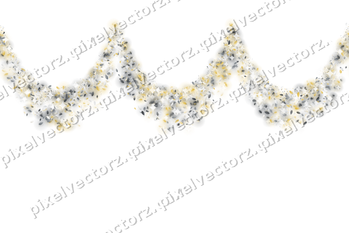 Seamless glitter garland of leaves on a transparent background