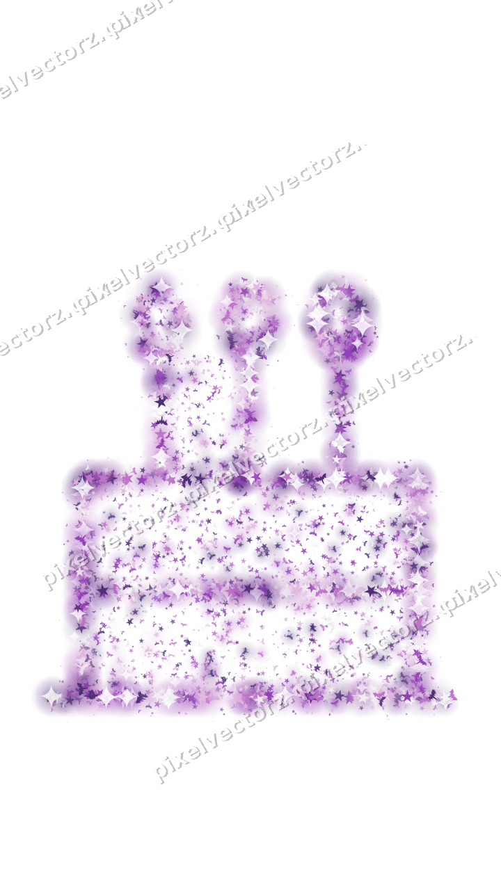 Seamless glitter birthday cake in purple on a transparent background
