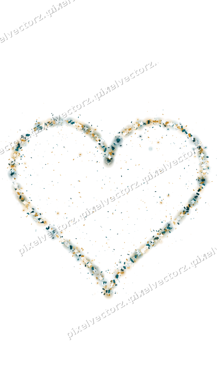 Seamless glitter heart of confetti on a transparent background